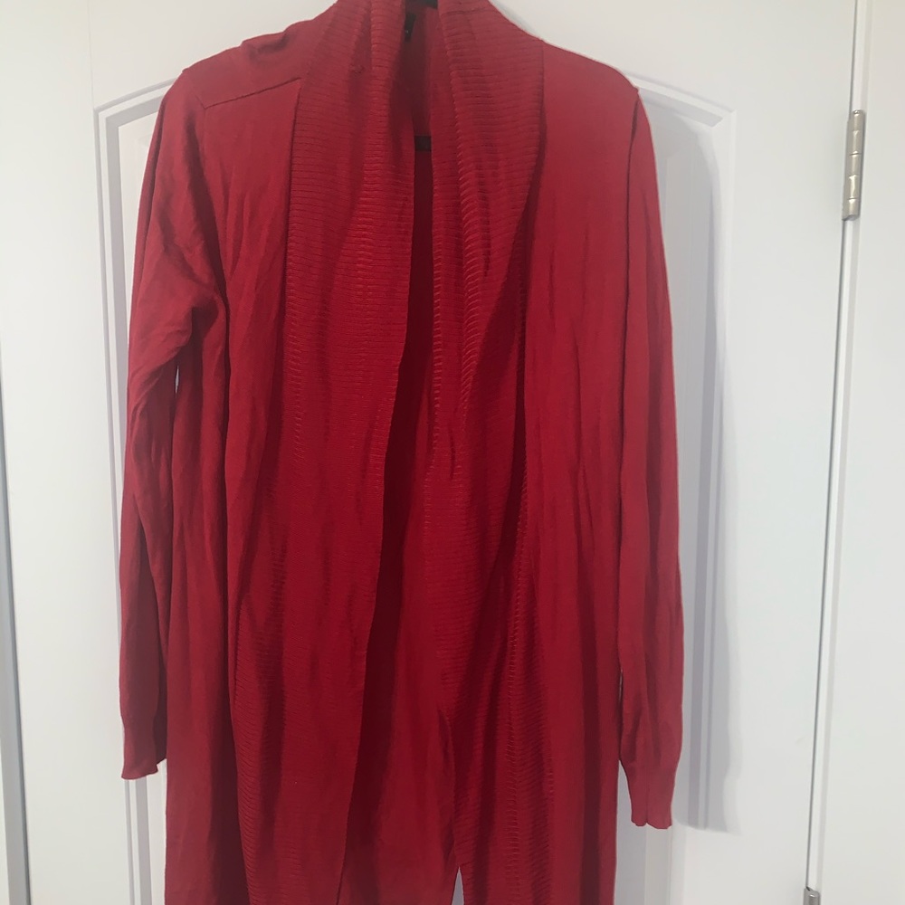 Red long cardigan